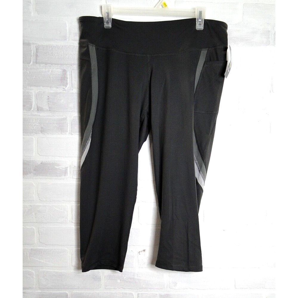 Champion 2XL Black Capri 20" inseam 12.5" rise STUDIO FIT mesh/ribbon design leg